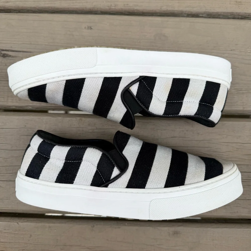 Celine Black and White Striped Canvas Slip On Sneakers size 39 - Picture 11 of 16
